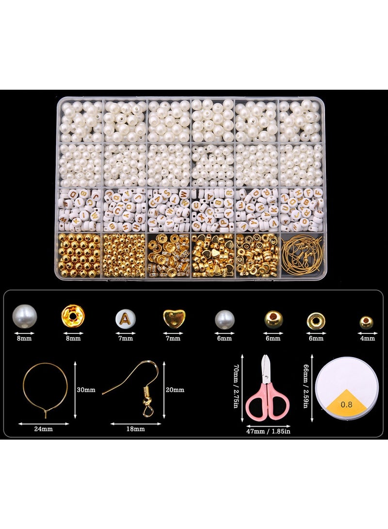 Capstro 1110PCS Pearl Beads Bracelet Making Kit – 24 Grid Jewelry Craft Box with Charms, Clasps, Strings & Tools | DIY Bead Set for Kids, Girls & Beginners | Handmade Accessories Craft Kit - Image 2